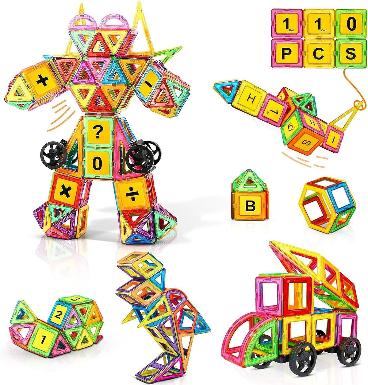 110 Piece Set Magnetic Building Blocks Kids Educational Fun Construction Toy Pack Block