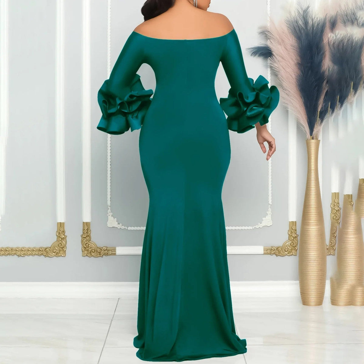 Elegant Sexy Side Slit Long Dress For Women Independent Stand Trade Clothing
