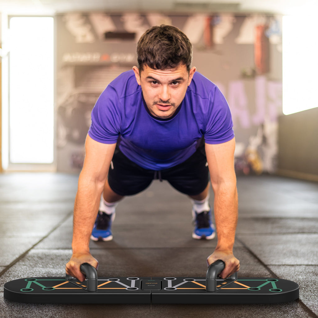 SPORTNOW Foldable Push Up Board, 11-in-1 Press Up Board, Portable Pushup Stand with Non-slip Pads, Multi-function Home Gym Equipment for Arm, Shoulder, Chest Muscle Training Fitness, Black