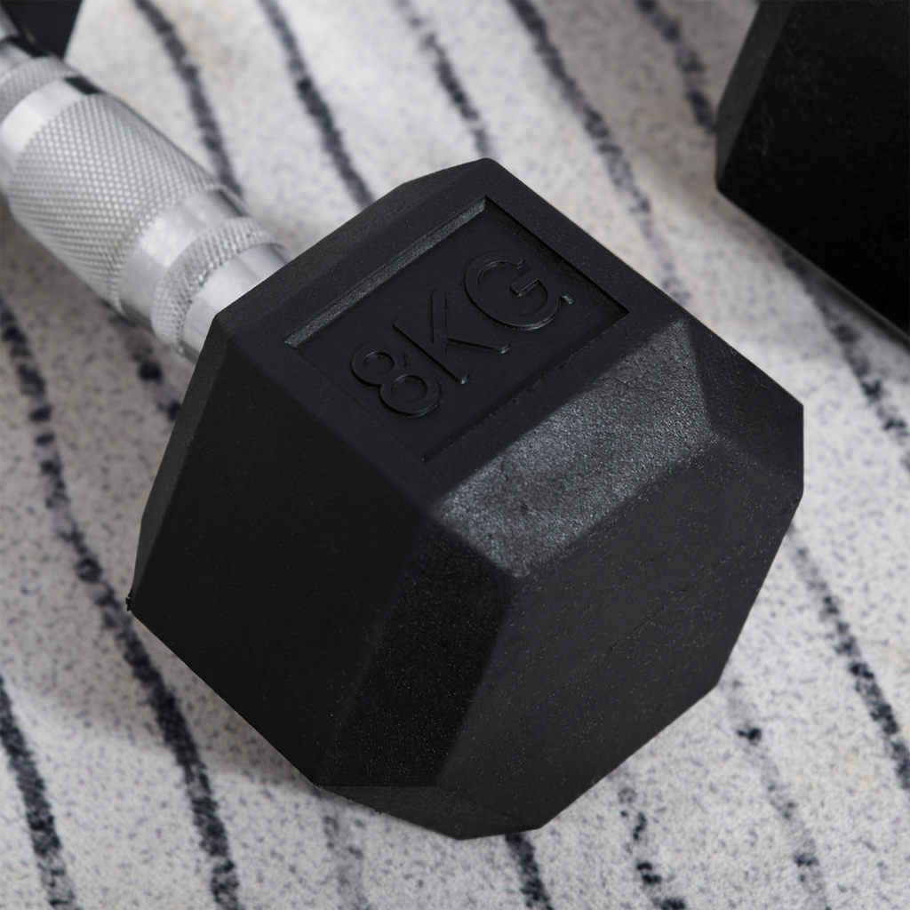Hexagonal Dumbbells Kit Weight Lifting Exercise for Home Fitness 2x8kg HOMCOM