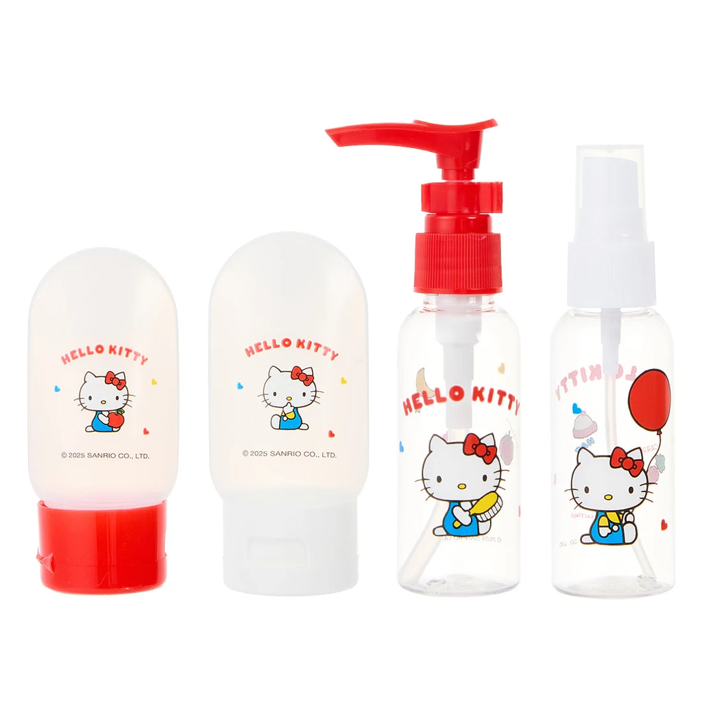 Hello Kitty 4PCS Travel Bottles Set Portable Refillable Toiletry Kit Shampoo Lotion Spray Bottle Cosmetic Containers for Women