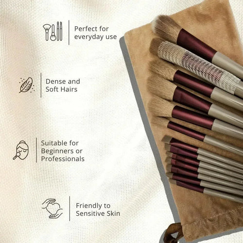 13-Piece Makeup Brush Set with Travel Pouch | Ammuri