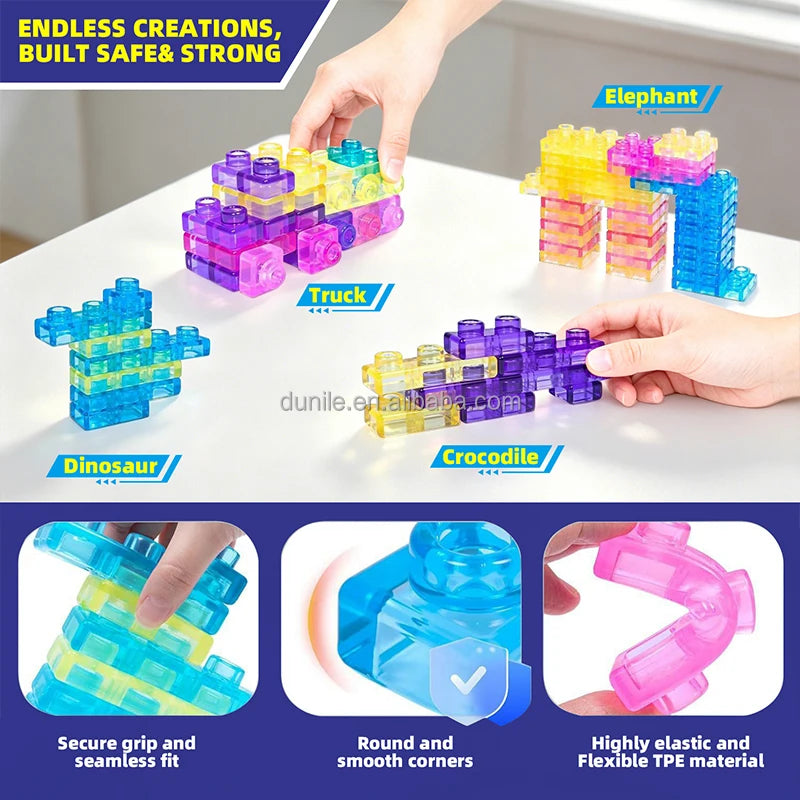 Soft Sensory Building Blocks Set for Kids Squeeze Stretch Squish Construction Bricks Creative Educational Toddler Toy