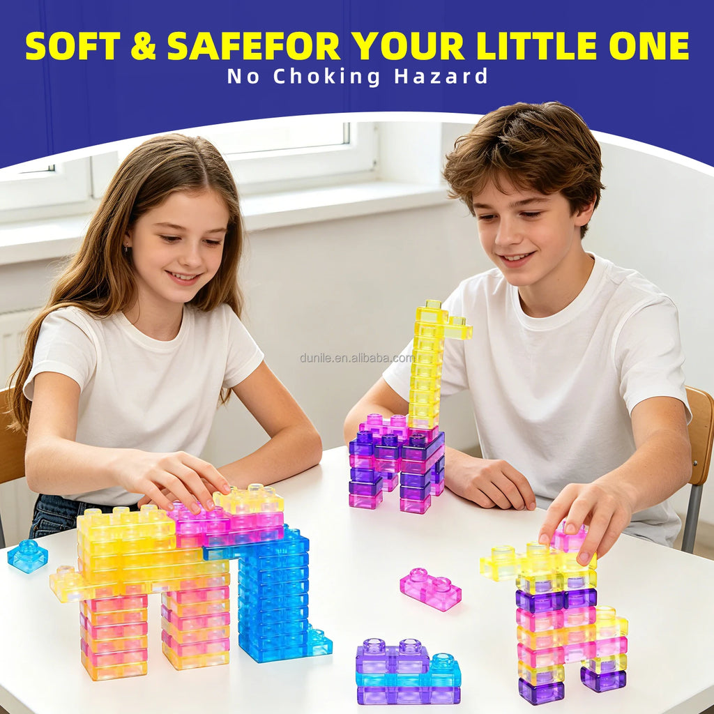 Soft Sensory Building Blocks Set for Kids Squeeze Stretch Squish Construction Bricks Creative Educational Toddler Toy