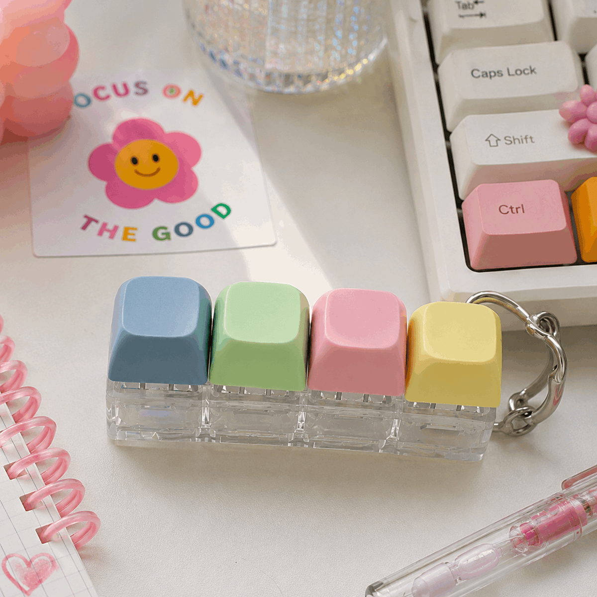 Pastel Clicky Keys Fidget Keychain | Keyboard Sensory Stress Relief Toy