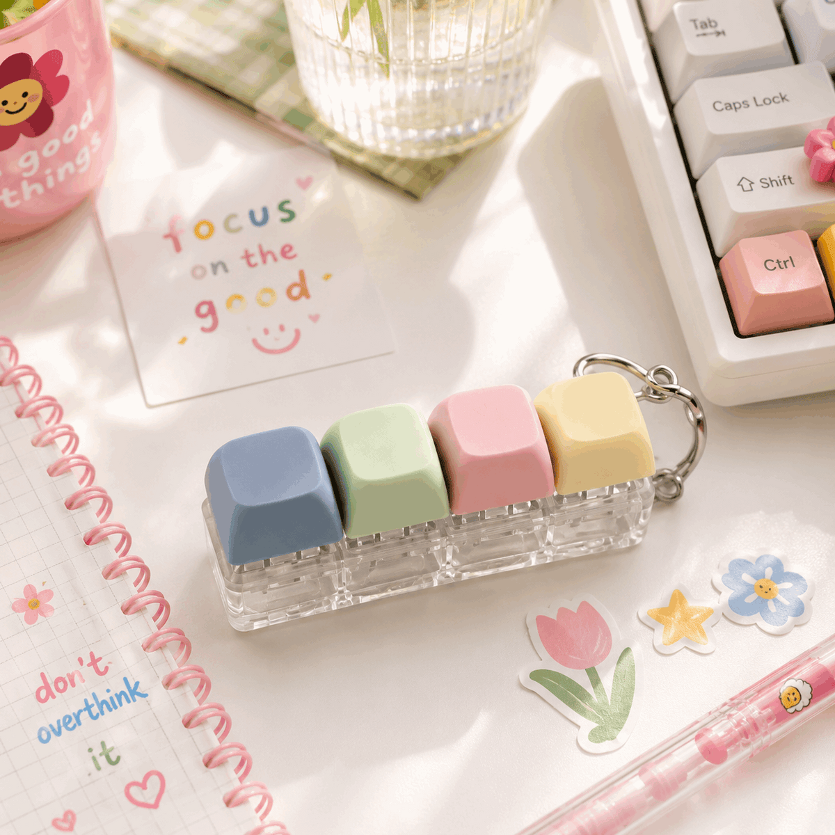 Pastel Clicky Keys Fidget Keychain | Keyboard Sensory Stress Relief Toy