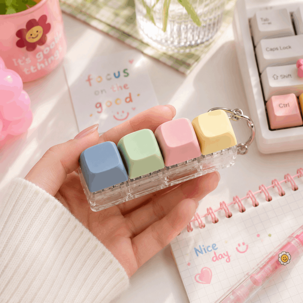Pastel Clicky Keys Fidget Keychain | Keyboard Sensory Stress Relief Toy