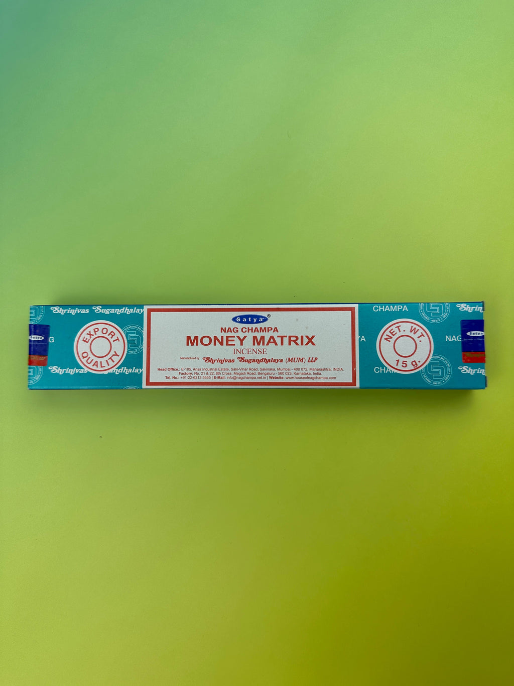 Money matrix, satya incense sticks