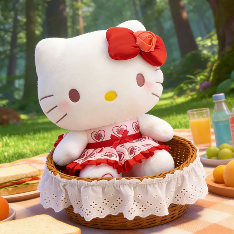 30/40/50/60cm Hello Kitty Plush Toy Rose Bow Heart Print Dress Big Stuffed Soft Pillow Cushion Companion Doll Girl Birthday Gift