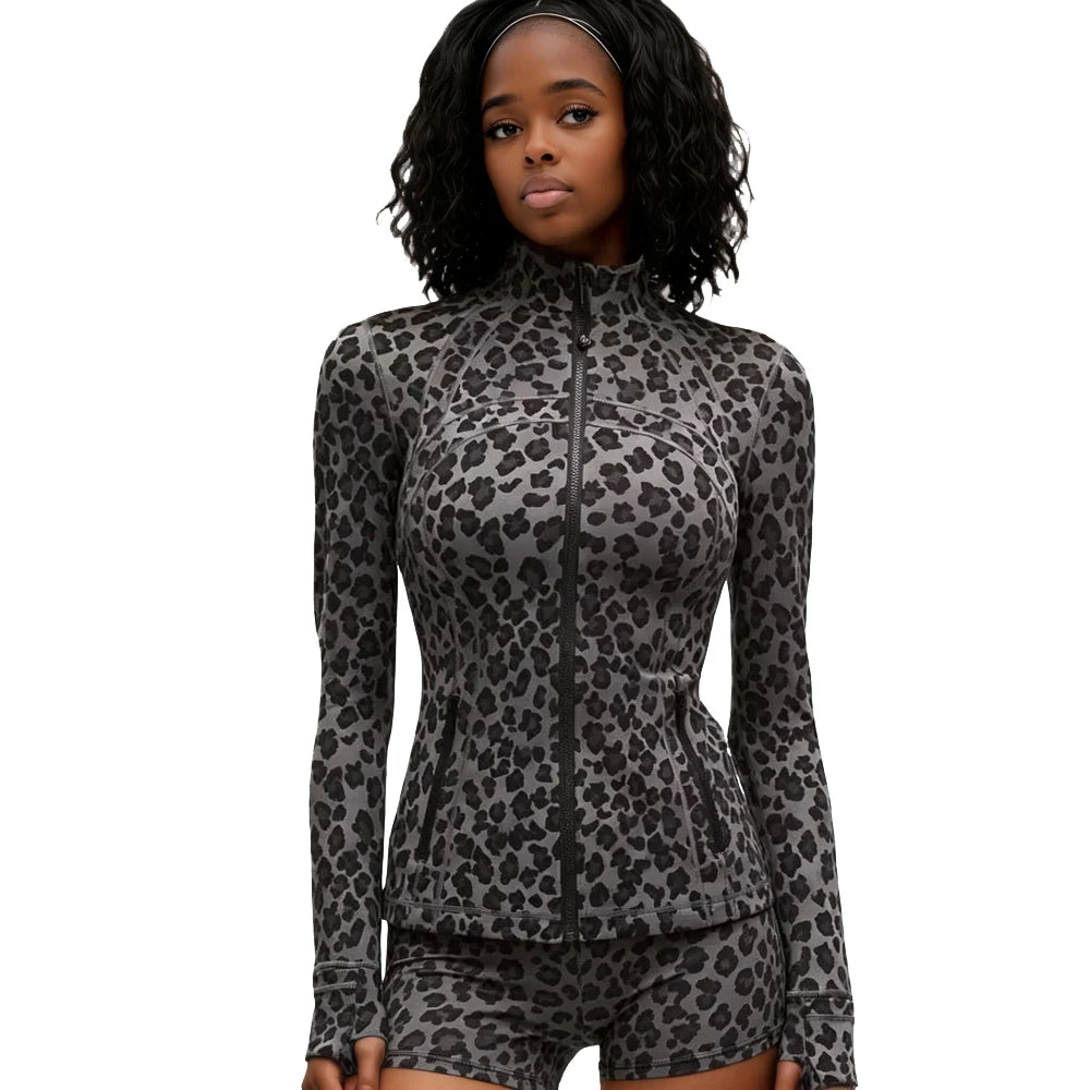 Leopard Print 2 Pieces Set for Women 2025 Trendy Outfits Sexy Gym Tracksuit Slim Zip up Tops and Shorts Matching Sets Club Wear