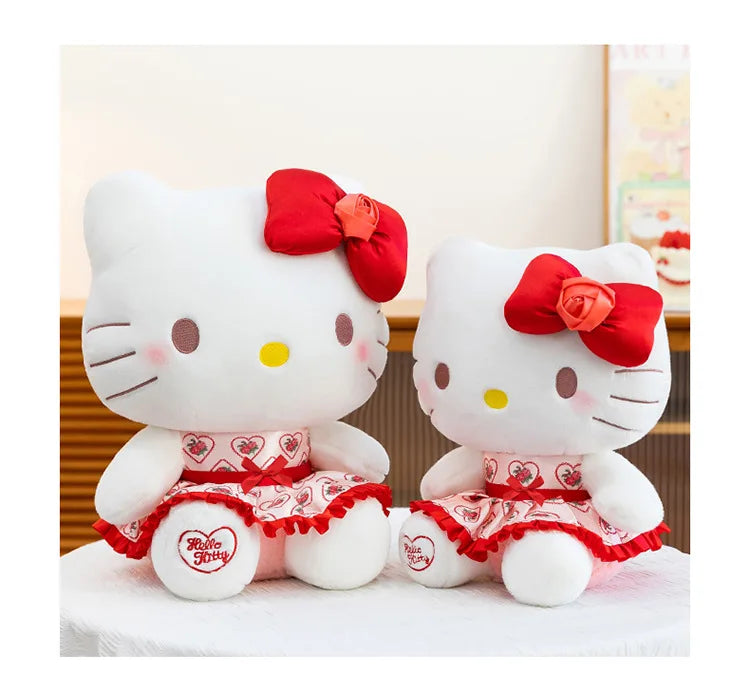 30/40/50/60cm Hello Kitty Plush Toy Rose Bow Heart Print Dress Big Stuffed Soft Pillow Cushion Companion Doll Girl Birthday Gift