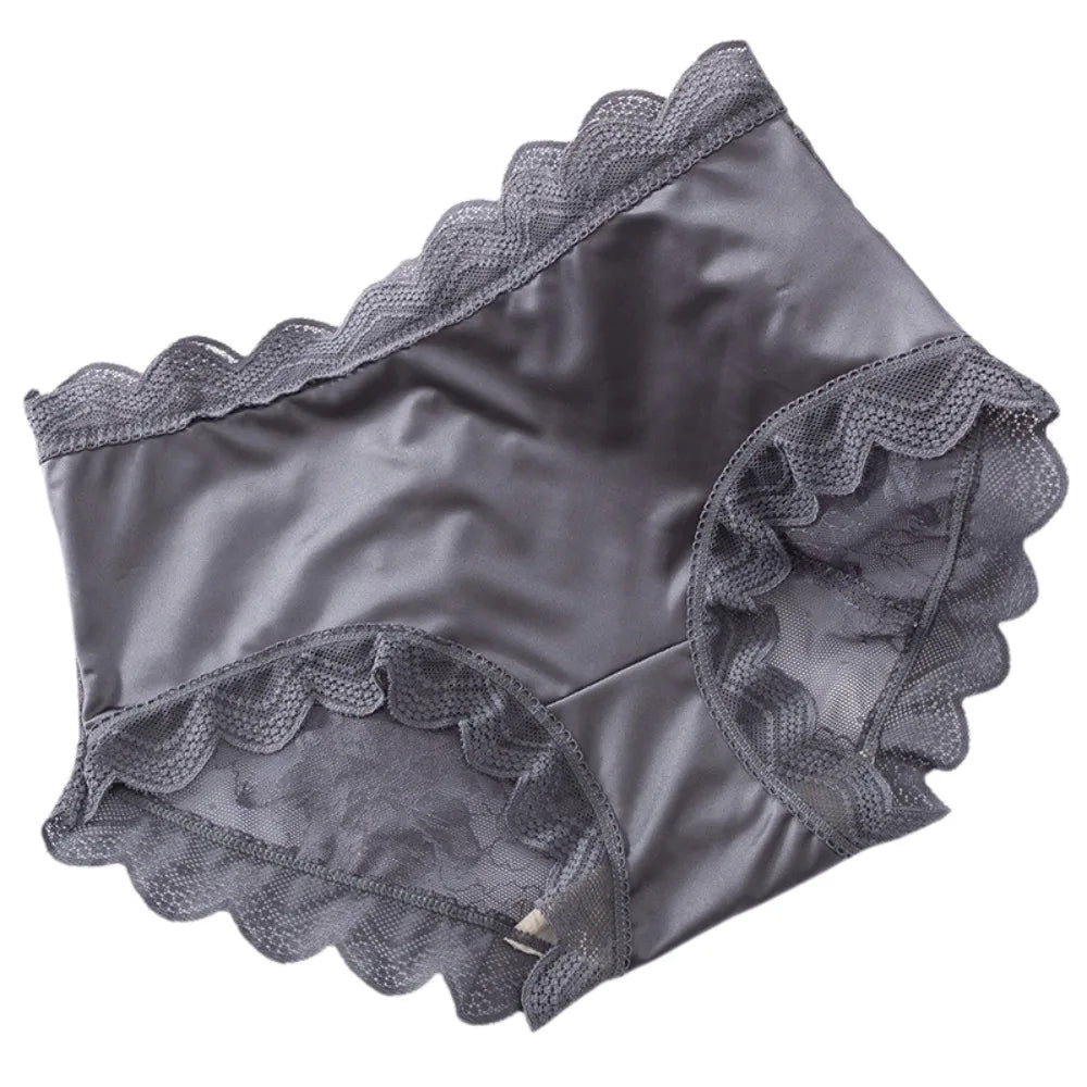 Lingerie Women Lace Floral Panties Flower Transparent Lace Ice Silk Briefs Thin Ruffle Female Underwear Daily Wear