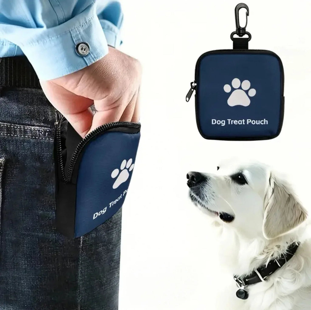 Dog Training Treat Pouch,Travel Portable Pet Snack Bag Zipper Closure Dog Paw Print Design for Outdoor Activities and Pet Walks