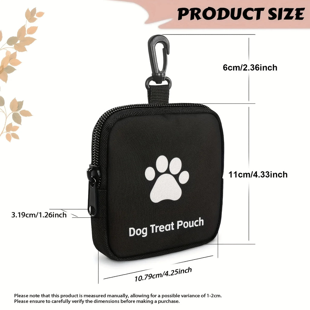 Dog Training Treat Pouch,Travel Portable Pet Snack Bag Zipper Closure Dog Paw Print Design for Outdoor Activities and Pet Walks