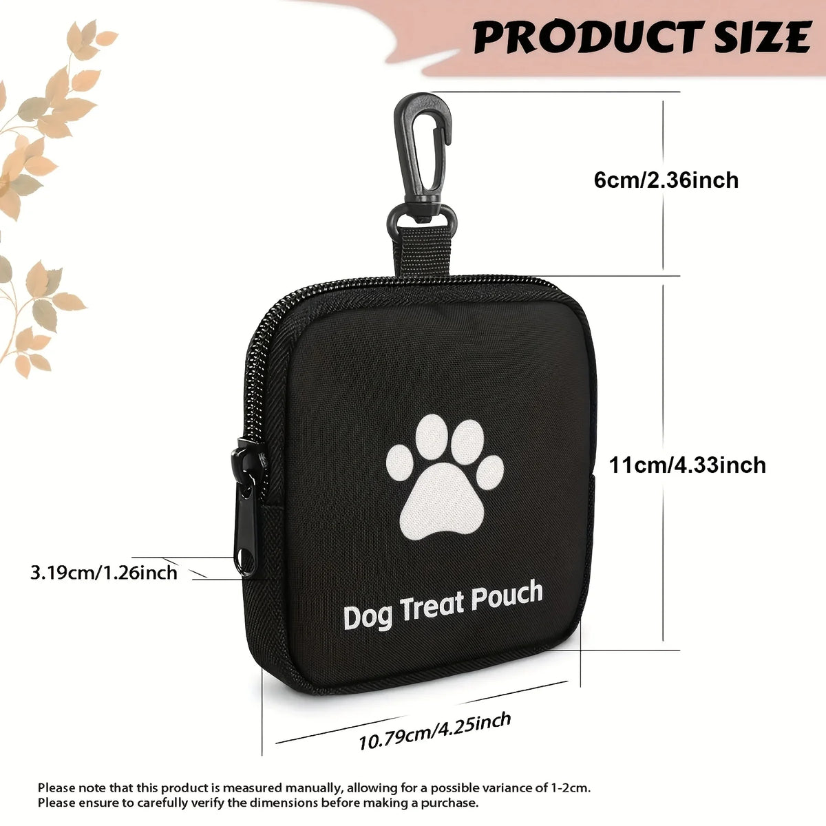 Dog Training Treat Pouch,Travel Portable Pet Snack Bag Zipper Closure Dog Paw Print Design for Outdoor Activities and Pet Walks