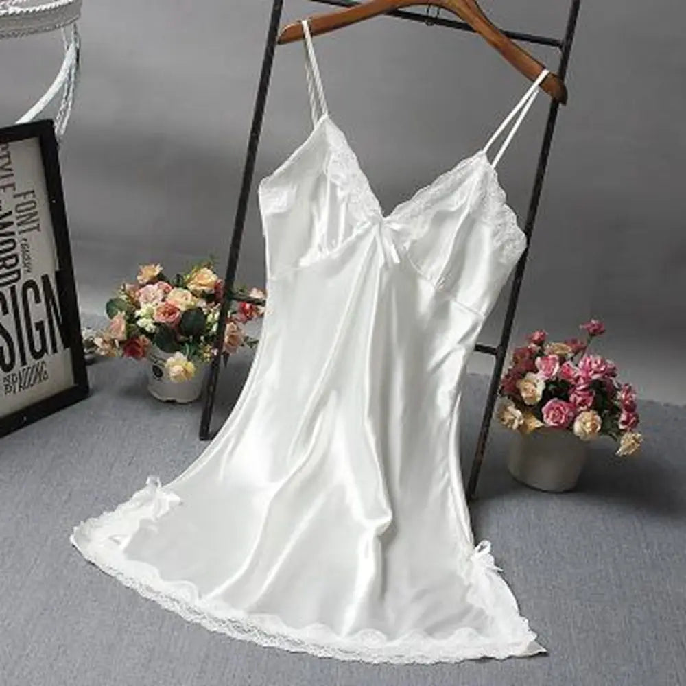 Lingerie Sexy for Women Silk Satin Lace Ladies Nightwear Sleepwear Skirt Nightdress