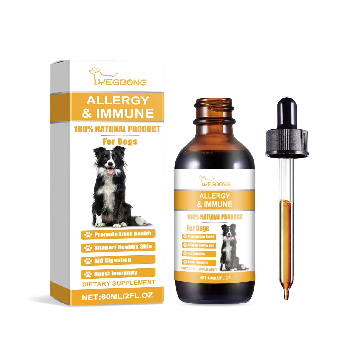 Dog Allergy Immune Dietary Supplement Natural Formula Relieve Allergic Reactions Daily Use Safe for Dogs Immune Support Liquid