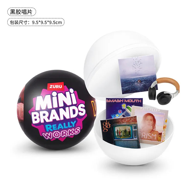 Mini Brands Vinyl Really Works Surprise Ball Blind Box Collection Record Player Plays Music Miniature Turntable Mystery Box Toy