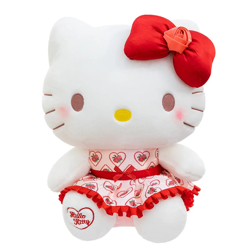 30/40/50/60cm Hello Kitty Plush Toy Rose Bow Heart Print Dress Big Stuffed Soft Pillow Cushion Companion Doll Girl Birthday Gift