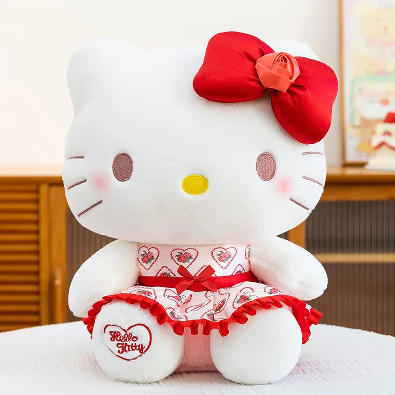 30/40/50/60cm Hello Kitty Plush Toy Rose Bow Heart Print Dress Big Stuffed Soft Pillow Cushion Companion Doll Girl Birthday Gift