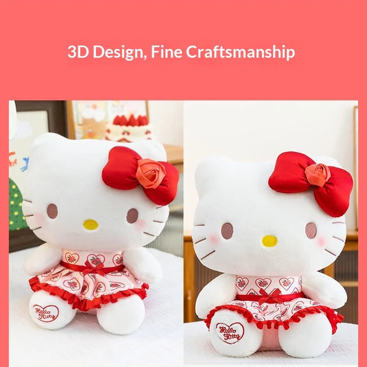 30/40/50/60cm Hello Kitty Plush Toy Rose Bow Heart Print Dress Big Stuffed Soft Pillow Cushion Companion Doll Girl Birthday Gift