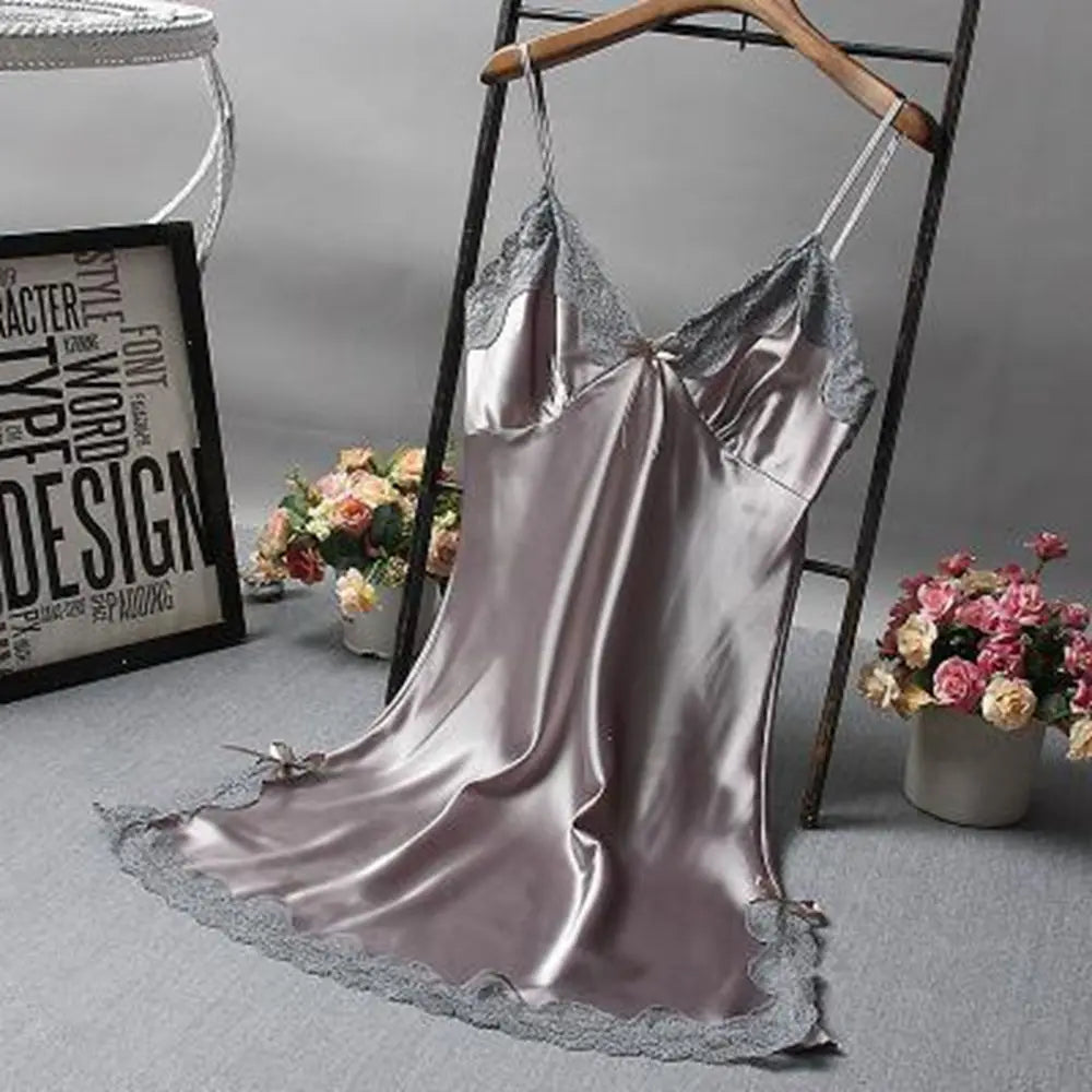 Lingerie Sexy for Women Silk Satin Lace Ladies Nightwear Sleepwear Skirt Nightdress