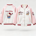 Cute Hello Kitty Cartoon Print Baseball Jacket Spring Autumn Casual Coat Breathable Seoft Lightweight Trendy Outerwear for Kids