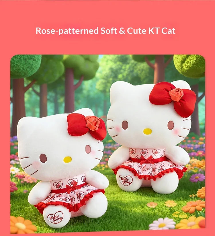 30/40/50/60cm Hello Kitty Plush Toy Rose Bow Heart Print Dress Big Stuffed Soft Pillow Cushion Companion Doll Girl Birthday Gift