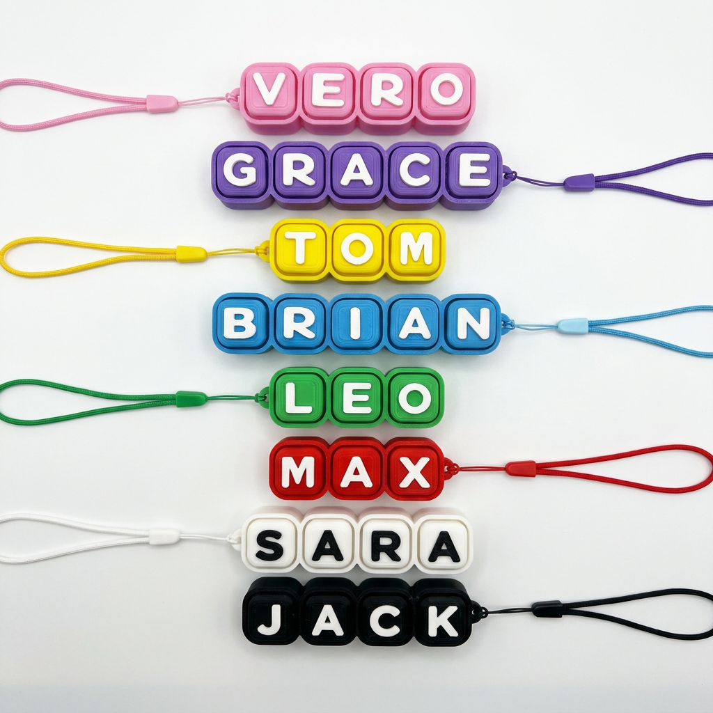 Personalised Name Letter Block Keychain Fidget Clicker | 3D Printed | 8 Colours