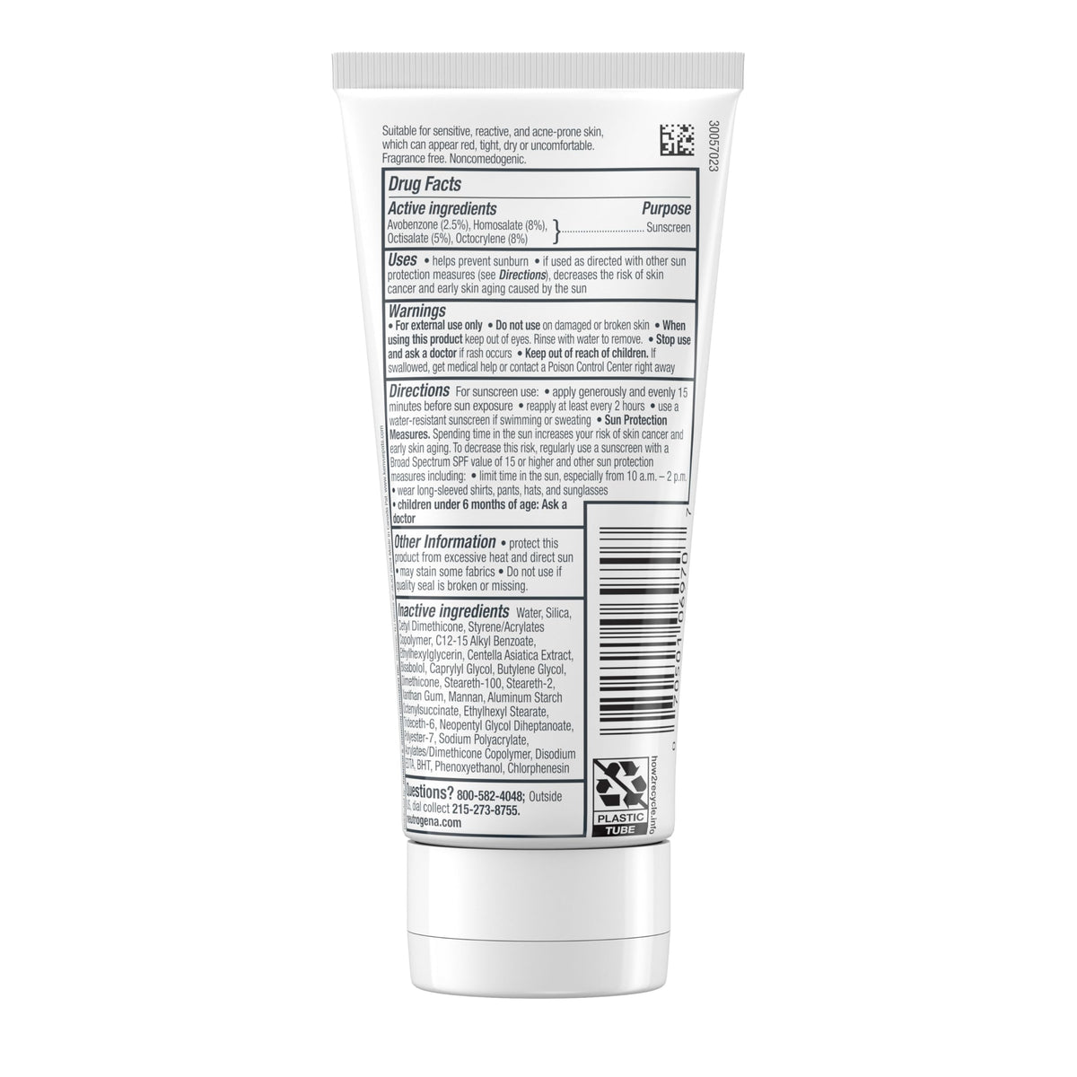 Neutrogena Ultra Gentle Daily Moisturizer SPF 30 with CICA – Fragrance-Free for Sensitive Skin